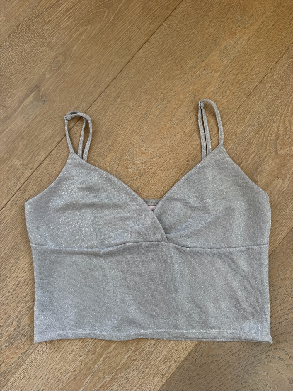 Victoria's Secret Shimmery Silver Cropped Cami Tank
